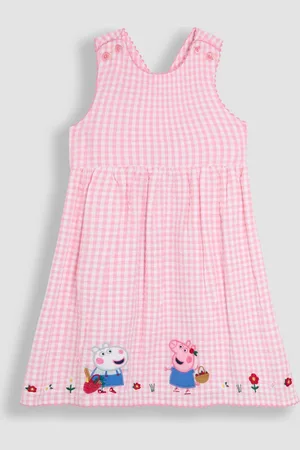 JoJo Maman Bébé Peppa Pig Applique Gingham Cross Back Dress7480 cm