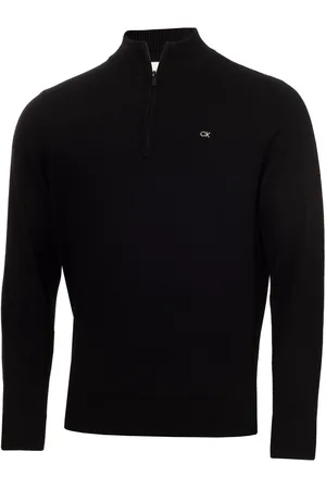 Calvin Klein Cashmere Quarter Zip Black SweaterL