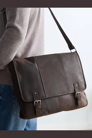 Next Oily Leather Messenger BagJeden