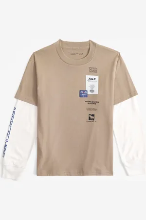 Abercrombie & Fitch Natural Graphic Logo 2 Layer T-Shirt13