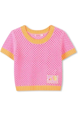 Billieblush Pink Crochet Short Sleeve T-Shirt With Contrast Colour Detail140146 cm