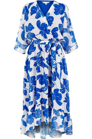 Yumi Mesh Bird And Floral Print Midi Dress With Ruffles44