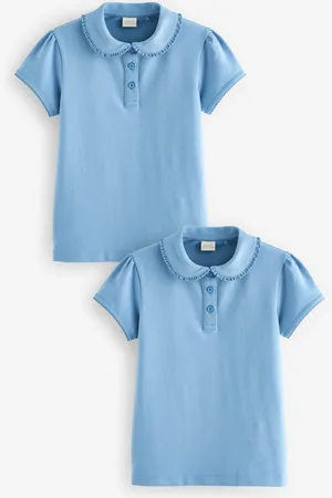 Next Zestaw 2 szkolnych koszulek polo z pofalowanym kołnierzykiem, z bawełny ze stretchem (3-16 lat)8 lat (128 cm)