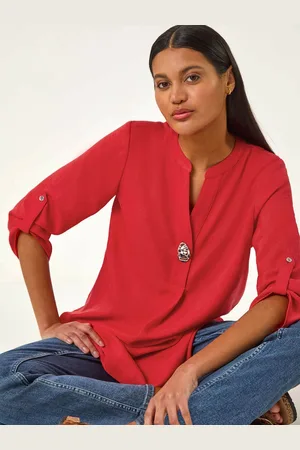 Roman Button Detail Longline Tunic Top38