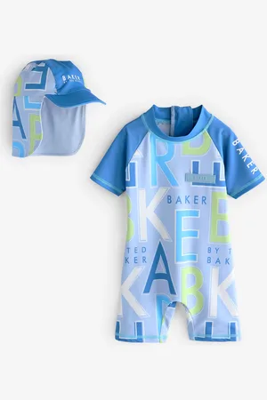 Ted Baker Blue Sunsafe Swimsuit and Hat Set8692 cm