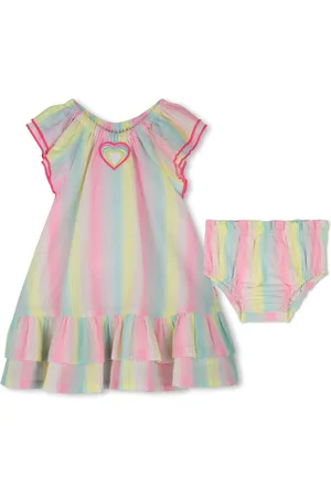 Billieblush Pink Stripe Frill Sleeve Ruffle Baby Dress And Bloomer Set6874 cm
