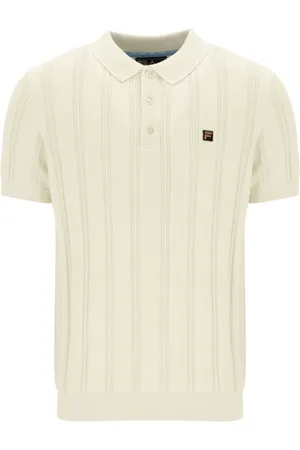 Fila Kennedy Textured Stripe Knit 100% Cotton Polo ShirtL