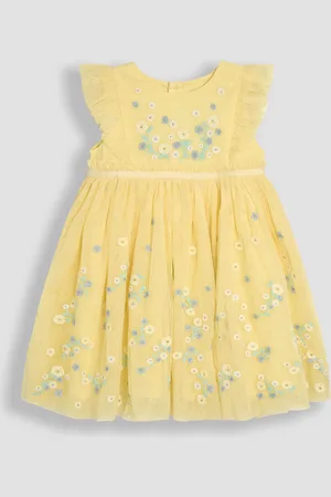 JoJo Maman Bébé Print Ruffle Front Embroidered Tulle Party Dress110116 cm