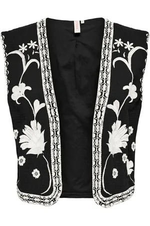 ONLY Floral Print Embroidered 100% Organic Cotton WaistcoatXL 16