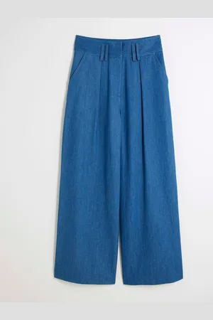River Island Denim High Waisted Wide Leg Trousers34