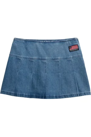Superdry Pleated Patched 100% Cotton Mini Skirt40