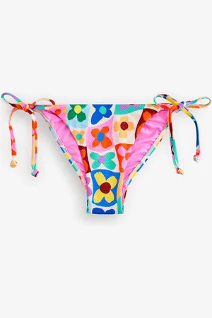 Eleanor Bowmer Pink/Yellow/White Flower Check Tie Side Briefs44