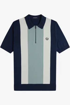 Fred Perry Vertical Stripe Zip Neck ShirtX-Large