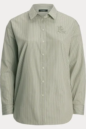 Ralph Lauren Green Curve Kotta Stripe Embroidered Logo Shirt3X-L