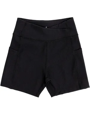 Danskin Ribbed High Waist V-Shape Waistband Black Shorts8