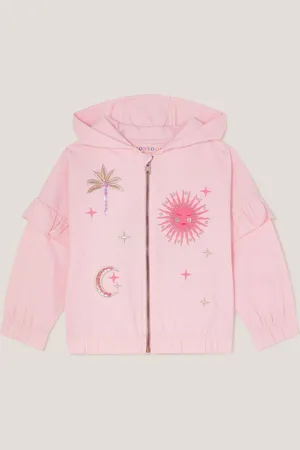 Monsoon Sun Embroidered Zip-Up 100% Cotton Hoodie134140 cm