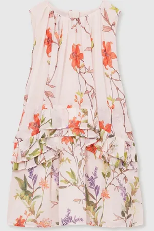 Reiss Luni Chiffon Floral-Print Tiered Dress128134 cm