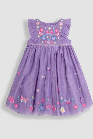 JoJo Maman Bébé Ruffle Front Embroidered Tulle Party Dress98104 cm