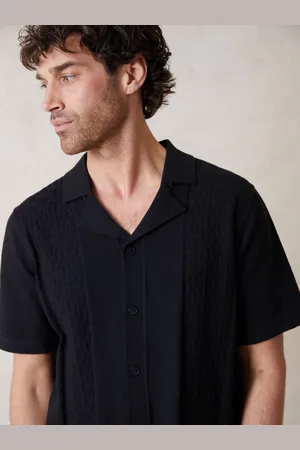 Threadbare Textured Panel Revere Collar Knitted ShirtL