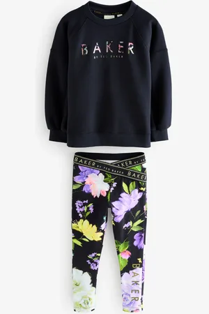 Ted Baker Navy Back Pleat Sweat Top & Floral Legging Set 2 Piece146152 cm