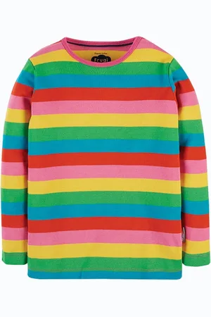 Frugi Pink Organic Cotton Rainbow Stripe Long Sleeve Top12
