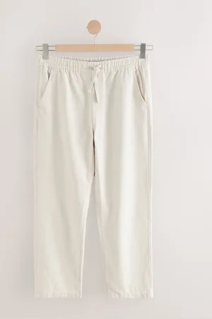 Next Cotton Linen Twill Elasticated Waist Trousers36 L