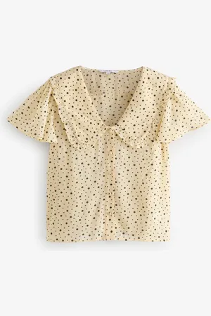Next Peter Pan Collar Sheer Short Sleeve Blouse36