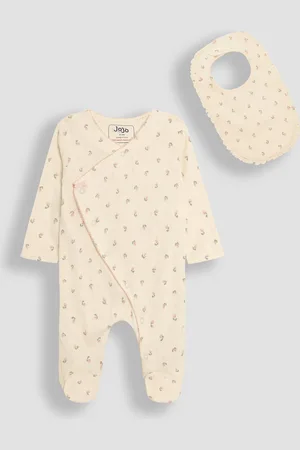 JoJo Maman Bébé Cotton Footed Sleepsuit and Bib Set 2 Piece50 cm