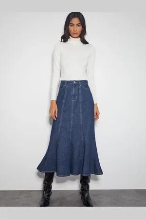 Monsoon Fran Seam Denim Maxi 100% Cotton Skirt38
