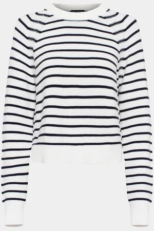 French Connection Stripe Lillie Mozart 100% Cotton Crew Neck JumperXS