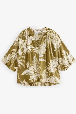 Next 100% Cotton Volume Sleeve V-Neck BlouseEU 50 (UK 22)
