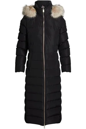 Tommy Hilfiger Czarna puchowa kurtka maxi Heritage Tyra ze sztucznym futremM