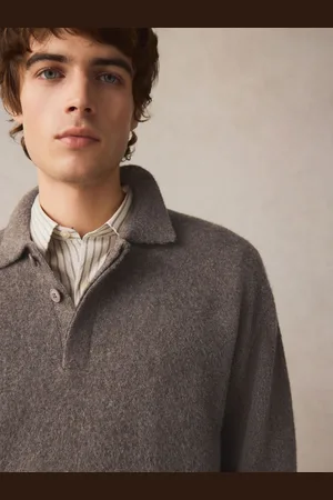 Next Relaxed Fit Long Sleeve Knit Rugby Shirt with WoolS