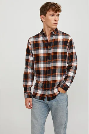 JACK & JONES Button Down Long Sleeve Checked 100% Cotton ShirtM