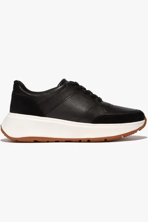 FitFlop F-Mode Leather Suede Flatform Black TrainersEU 39 (UK 6)