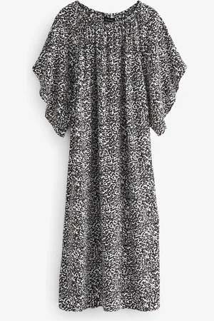 Live Unlimited London Curve Mono Print Gathered Midi Dress40