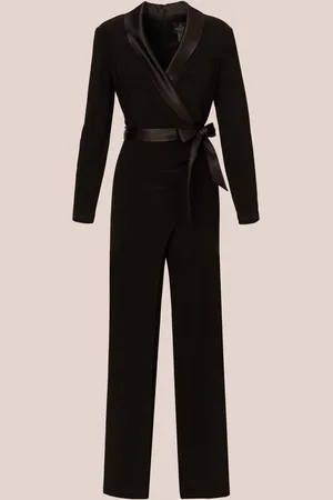 Adrianna Papell Jersey Combo Tuxedo Black Jumpsuit34