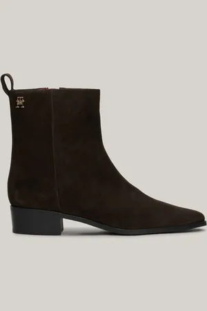 Tommy Hilfiger Niskie płaskie zamszowe buty w stylu kowbojskim w kolorze brązowym EU 39 (UK 6)