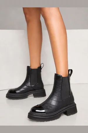 Lipsy London Quilted Toecap Faux Leather Chunky Chelsea BootsEU 36 (UK 3)