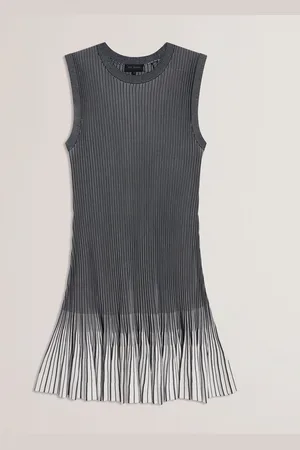 Ted Baker Lilyo Textured Stripe Flippy Skirt Mini Dress34