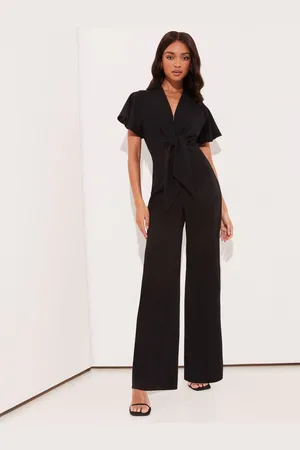 Lipsy London Flutter Sleeve V Neck Tie Front Wide Leg Jumpsuit44