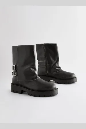Next Forever Comfort Buckle Detail Leather Gaiter Biker BootsEU 35.5 (UK 3)