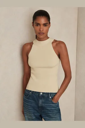 Reiss Lacey Rib Knit High Neck VestS