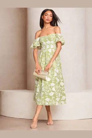 Lipsy London Premium Floral Embroidered Bardot Midi Prom Dress40
