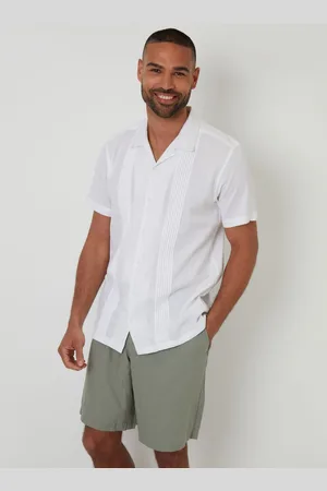 Threadbare Pleat Detail Linen Blend Short Sleeve ShirtXL