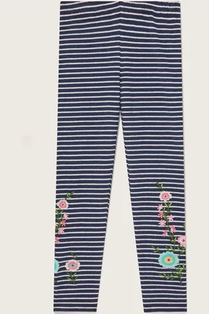 Monsoon Floral Print Embroidered Stripe Leggings5
