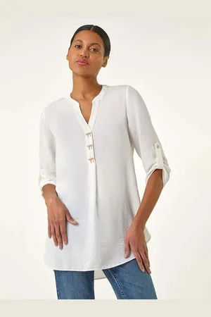 Roman Longline Bow Button Tunic Top46
