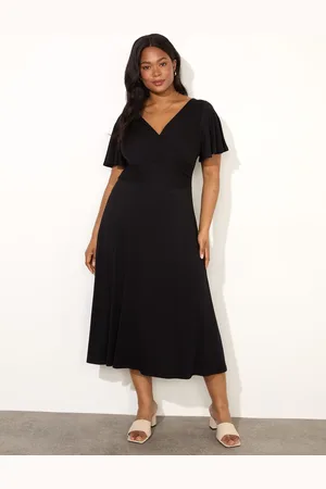 Live Unlimited London Curve Jersey Flutter Sleeve Wrap Dress50