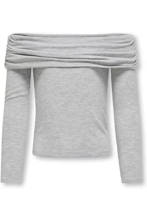 ONLY Grey Long Sleeve Off Shoulder Bardot Top146152 cm