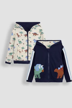 JoJo Maman Bébé Dino Appliqué Reversible Textured Hoodie98104 cm